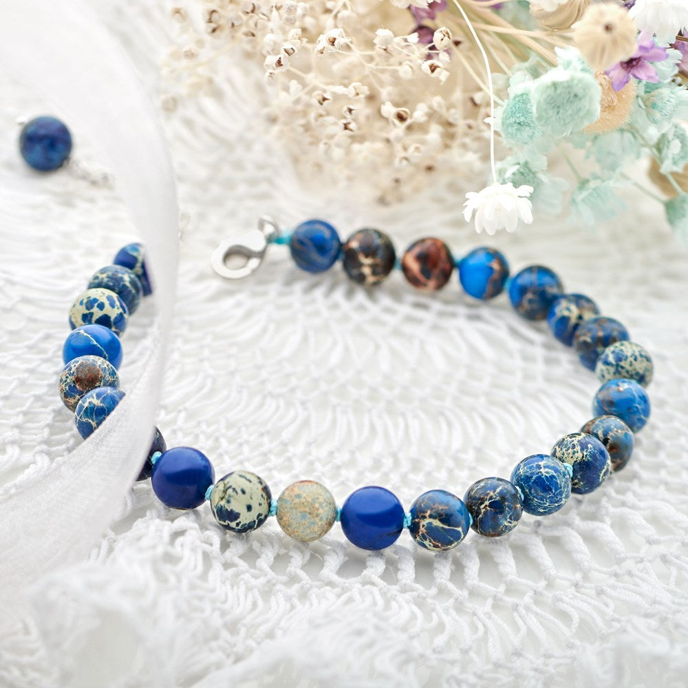 Blue Variscite Bead Bracelet (BRC16871)