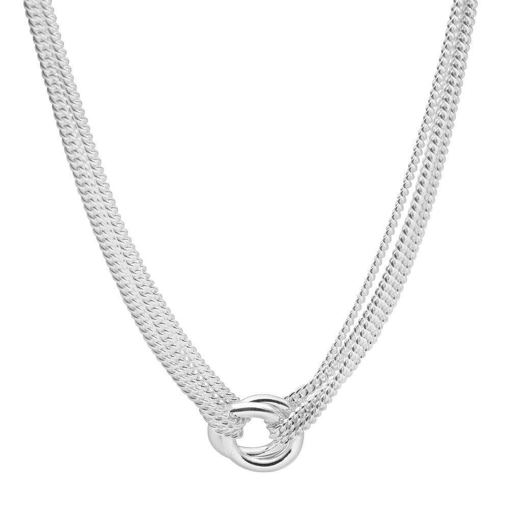 Two 925 sterling silver loops connected with layers of slinky chains (CHN8181))