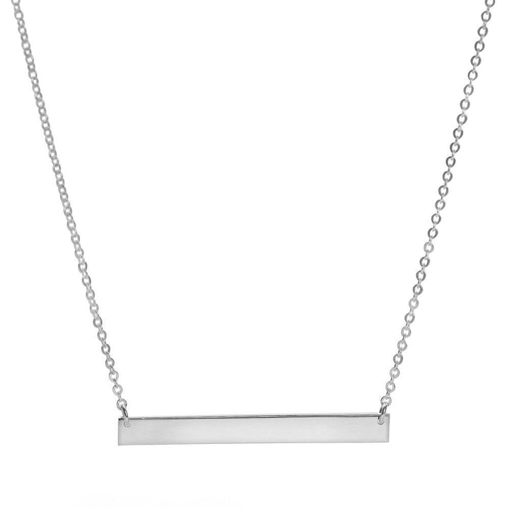 925 sterling silver bar looks suspended from a delicate chain necklace