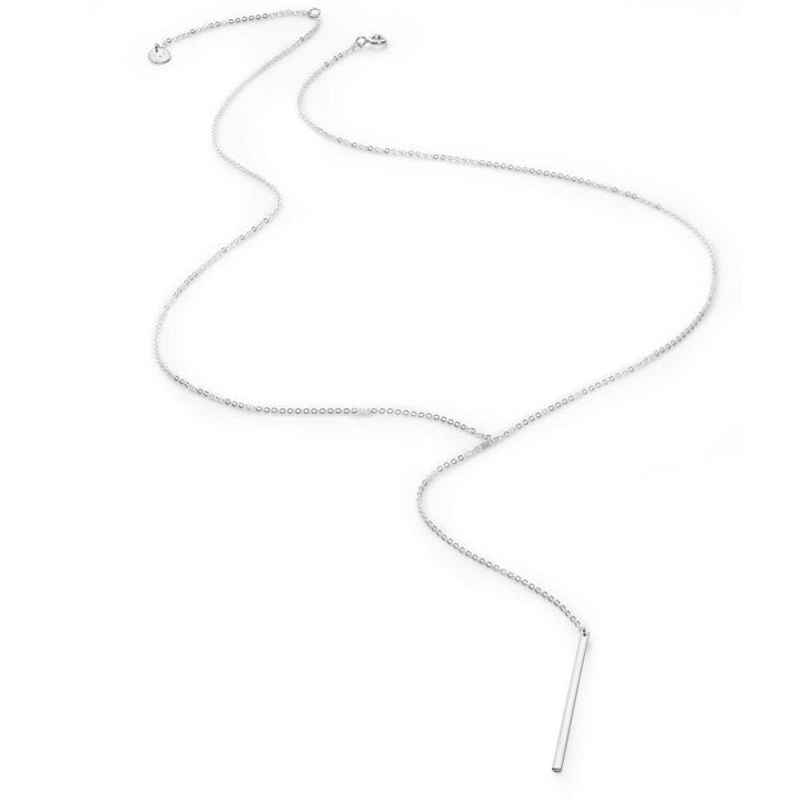 Delicate 925 sterling silver Y chain with minimalist vertical bar necklace (CHN8681)