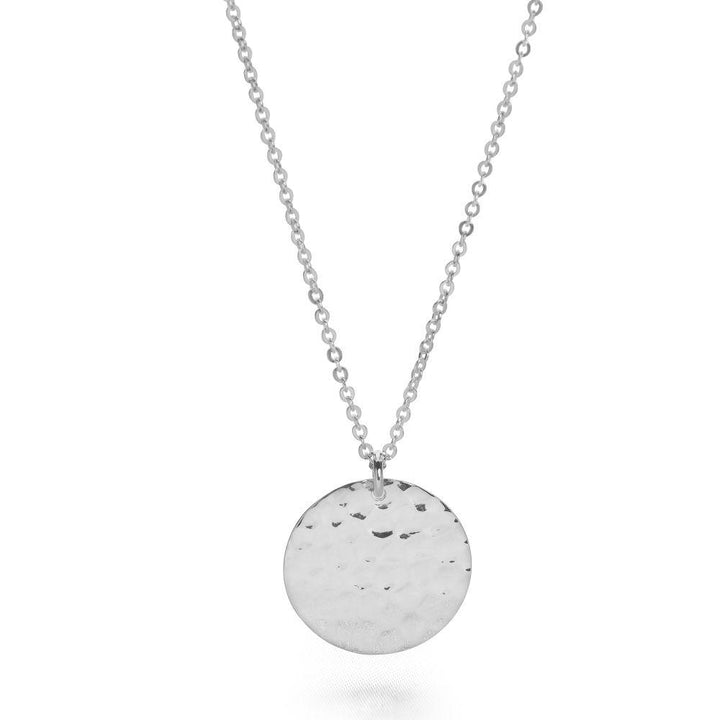 925 sterling silver hand hammered circle tag necklace