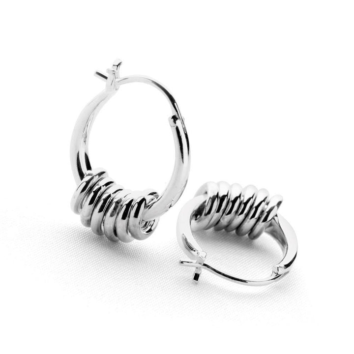 925 sterling silver rings on hoop earrings (E23451)