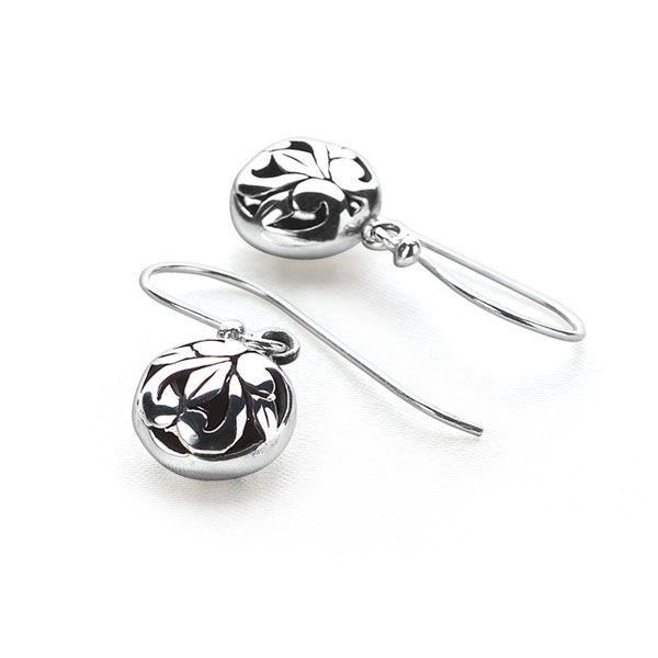 925 sterling silver round earrings with openwork swirls (E28431)