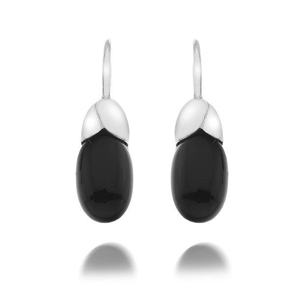 925 sterling silver bloosom earrings with black onyx buds (E37461)