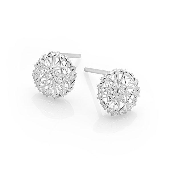 Woven 925 sterling silver dot earrings. (E39631)