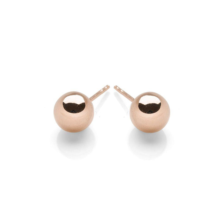 925 sterling silver with rose gold plated sphere stud earrings 5 mm diameter