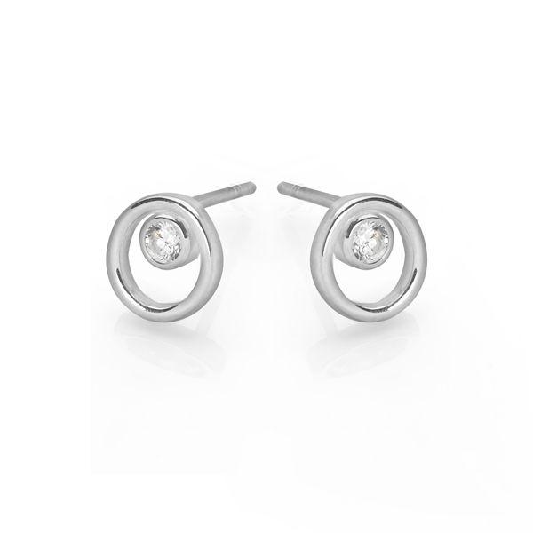 Cubic zirconia framed in a 925 sterling silver loop stud earrings (E41171)