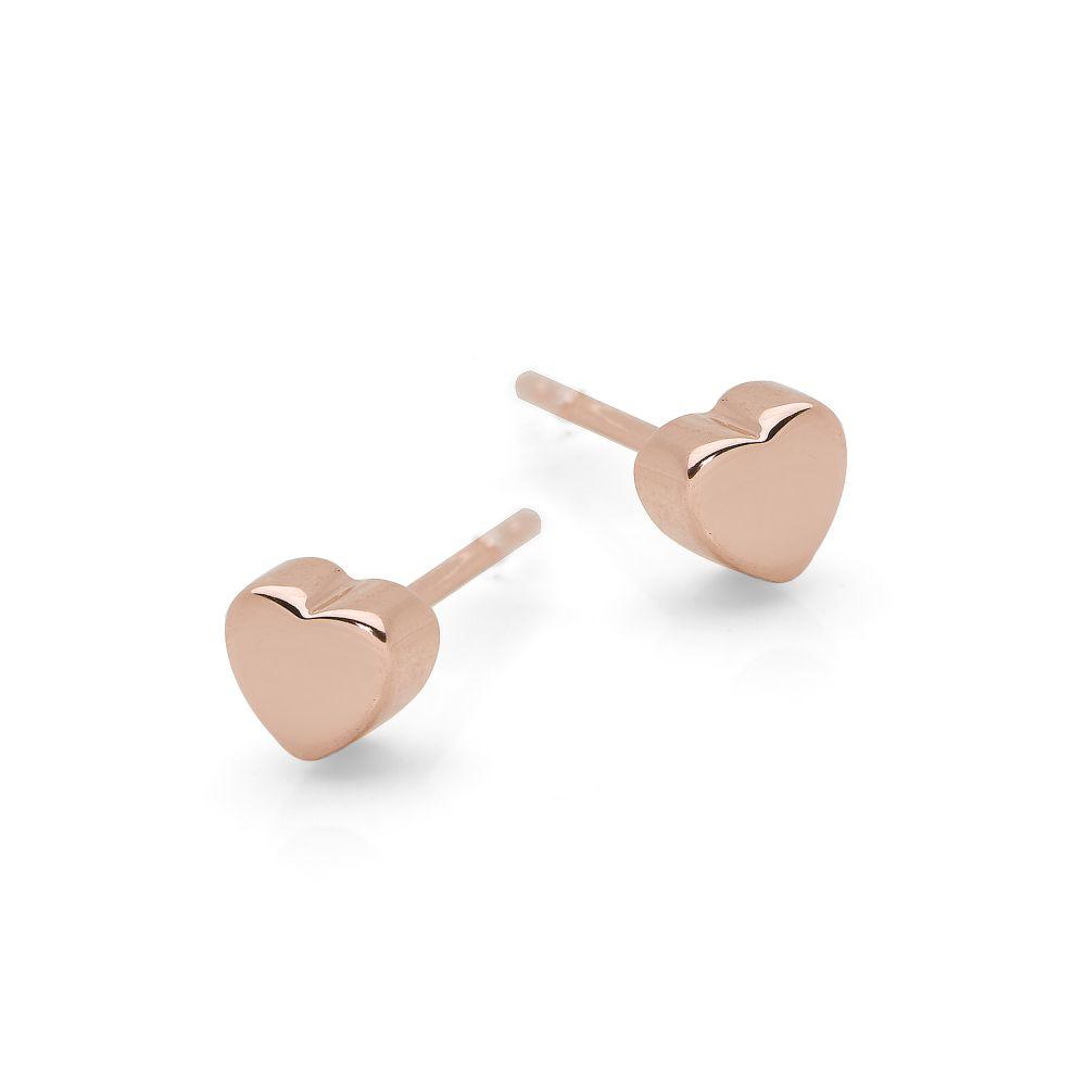 Rose gold plated 925 sterling silver heart stud earrings (E42761)