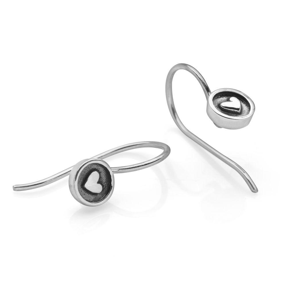 925 sterling silver heart encased in a circle earrings. (E42951)