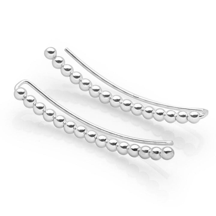 925 sterling silver ear climbers with silver beads. (E45871)