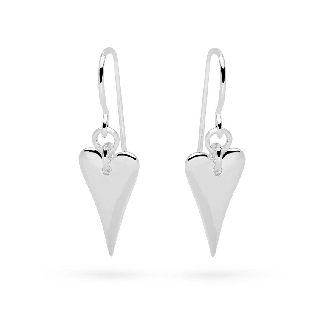 925 sterling silver slender heart drop earrings (E49481)