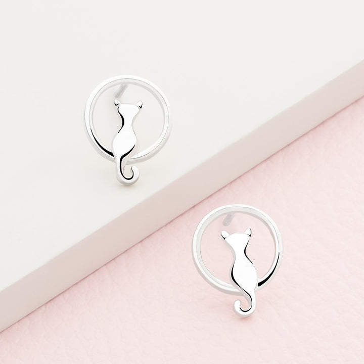 Kitty In The Moon Studs (E50221)