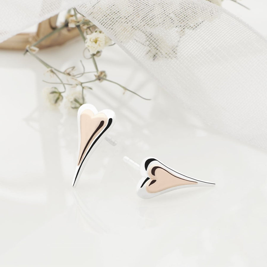 Heart Bar Unbal Earrings (Silver 925)