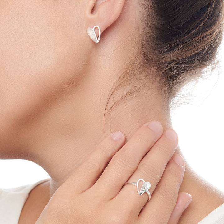 Ayacucho Silver Heart Stud Earrings (E52331)