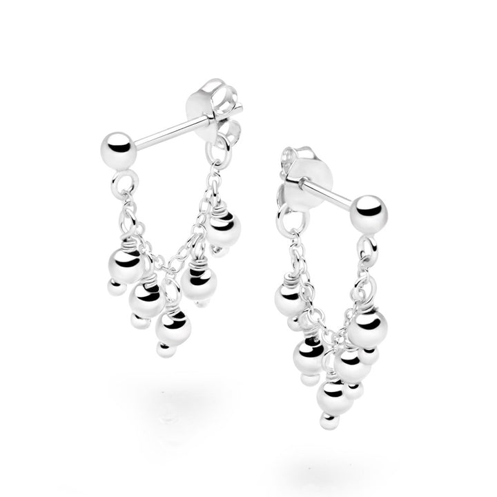 Raffia Silver Bead Earrings (E56201)