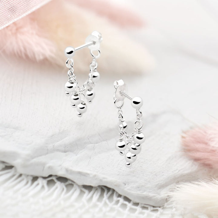 Raffia Silver Bead Earrings (E56201)