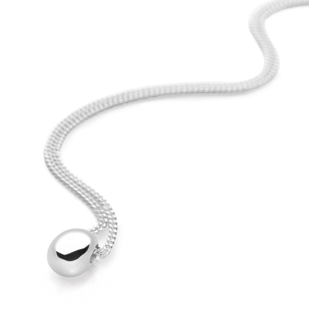 925 sterling silver Solid pearl pendant on curb chain (P22331)