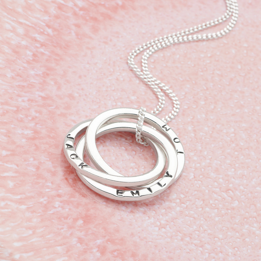 Personalised Russian Rings Pendant Necklace (P22981)