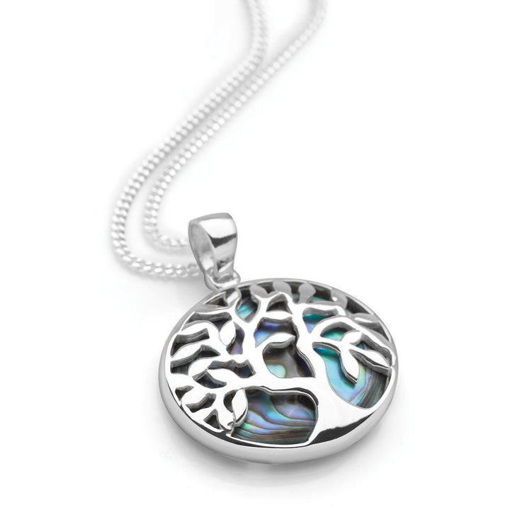 925 sterling silver tree of life pendant with abalone backdrop. (P24461)