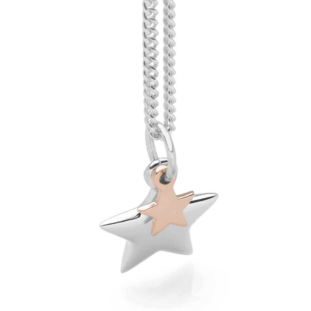 925 sterling silver Shooting Stars Pendant (P27121) with one stars in silver, one gold plate
