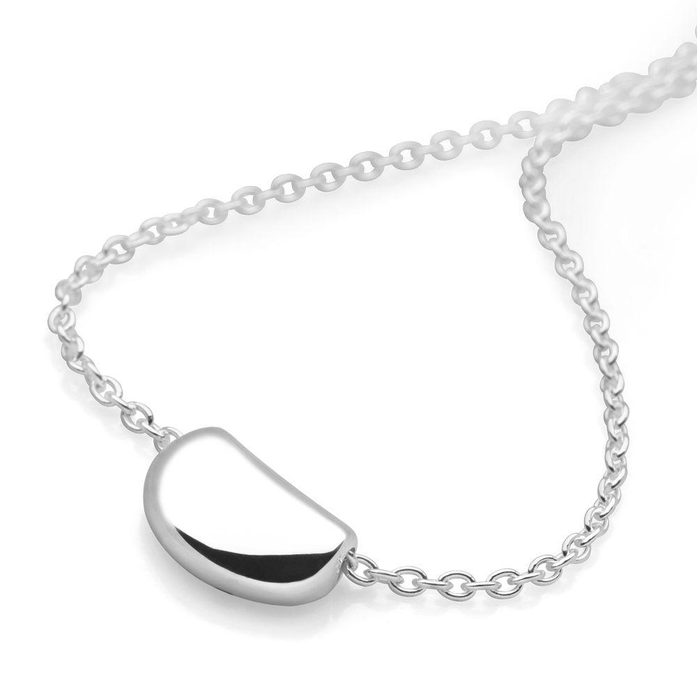 925 sterling silver bean shaped pendant on roller chain (P4261)