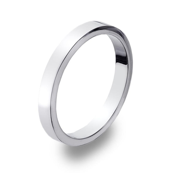 Flat-edged 925 sterling silver band ring 3 mm width