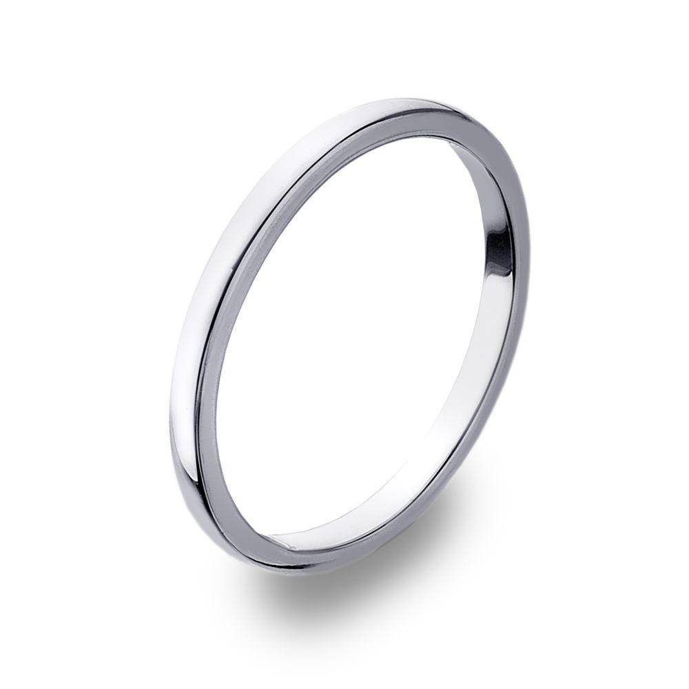 D Shape 925 sterling silver band ring, moulded with softened convex edges 2 mm