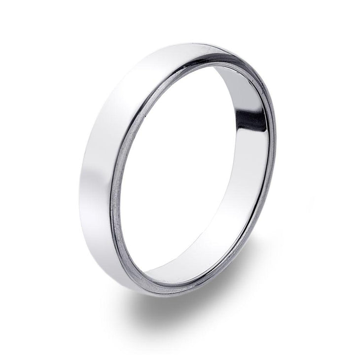 D Shape 925 sterling silver band ring, moulded with softened convex edges 4 mm