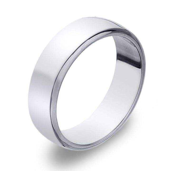 D Shape 925 sterling silver band ring, moulded with softened convex edges 6 mm