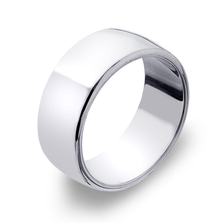 D Shape 925 sterling silver band ring, moulded with softened convex edges 8 mm