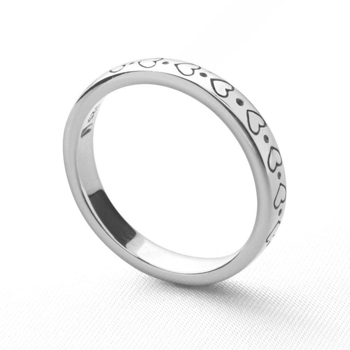 925 sterling silver hearts engraved stackable ring (R11721)