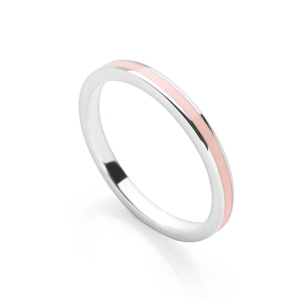 Ice pink coloured enamel with polished 925 sterling silver finish stackable ring
