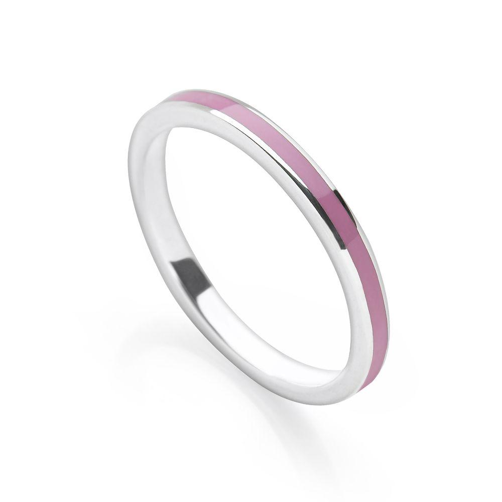 925 sterling silver stack ring with soft purple coloured enamel (R17141)