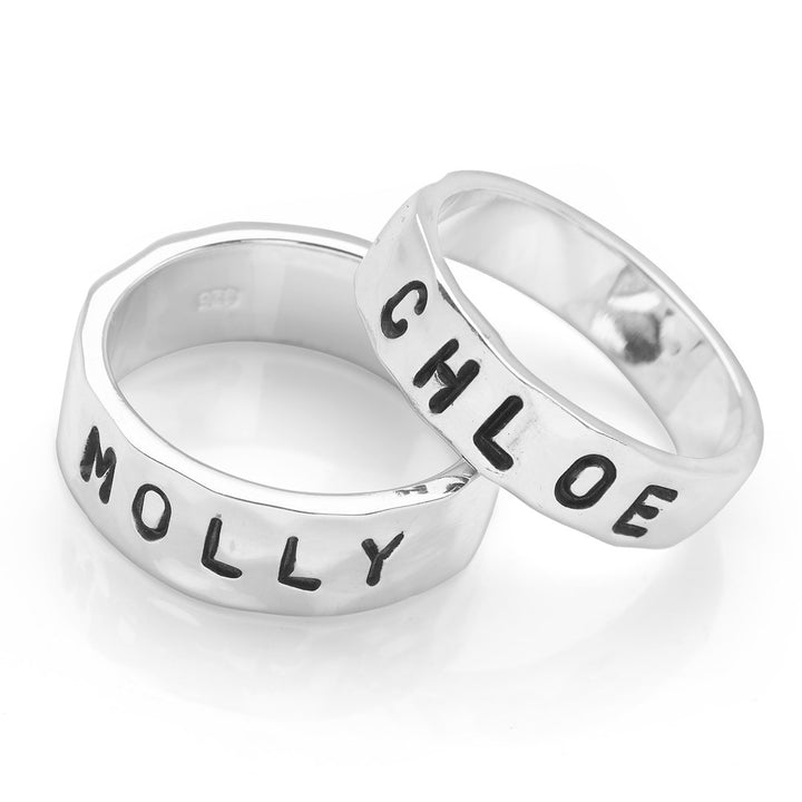 Personalised Message Ring - Hammered 5mm (R18315)