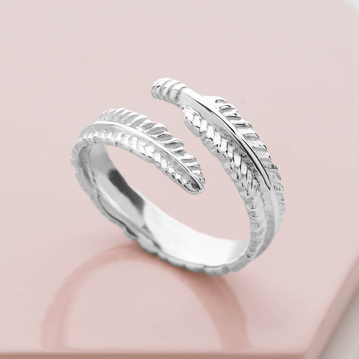 925 sterling silver feather wrap ring (R19231)
