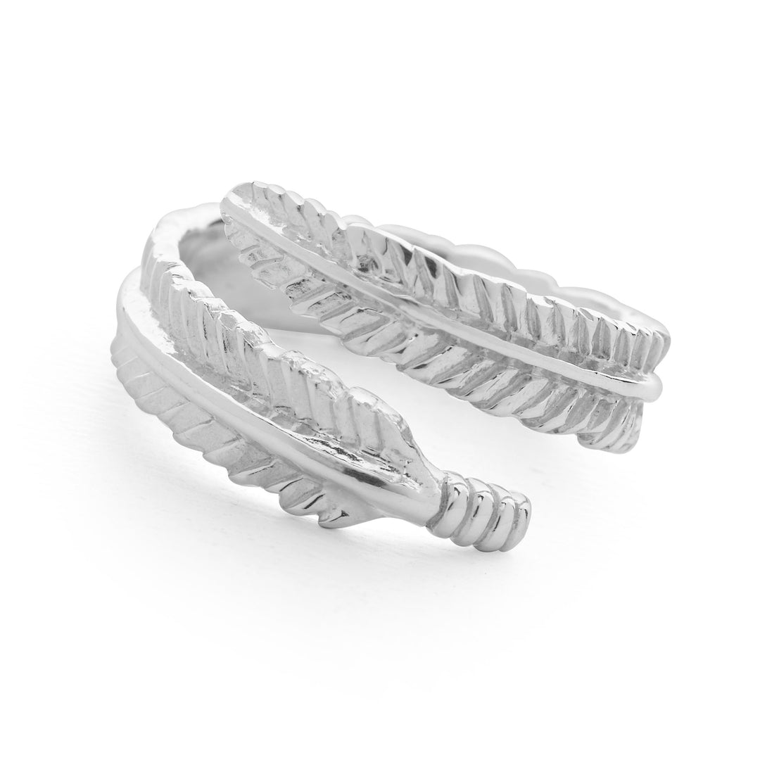 925 sterling silver feather wrap ring (R19231)