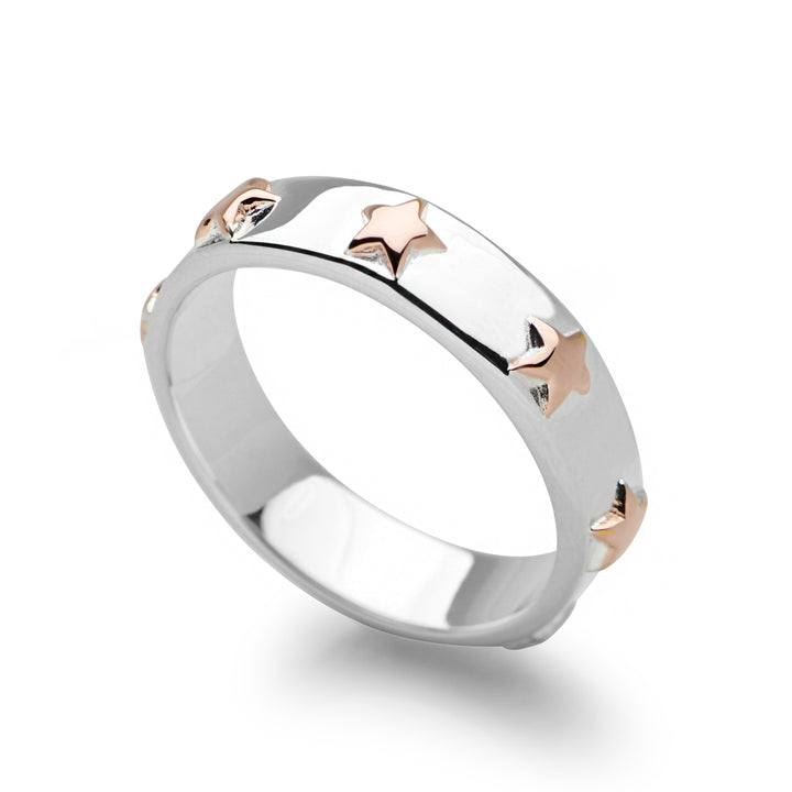 Rose Gold Silver Star Ring (R21811)