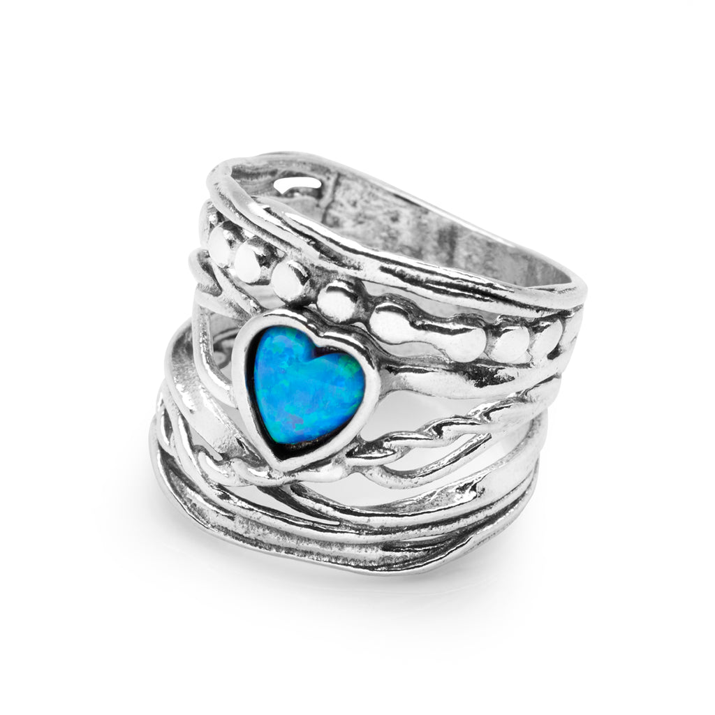 Opal Heart Ring – Silver Australia
